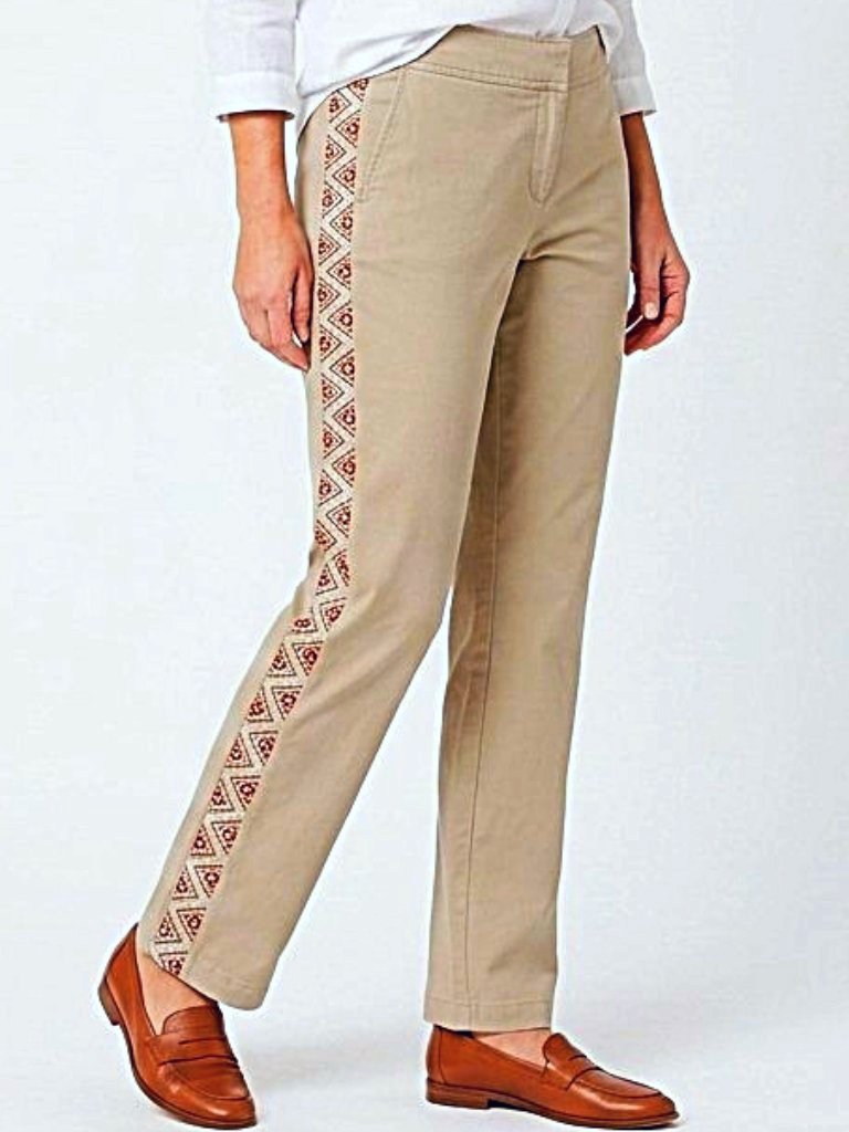 Bcbg Vintage Y2k Embroidered Cotton Chino Pant- Sz. 0